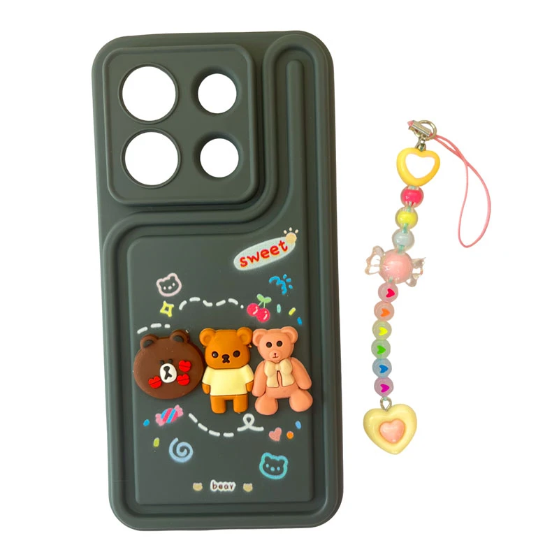 کاور طرح سیلیکونی مدل تدی کد A11698 مناسب برای گوشی موبایل شیائومی Redmi Note 13 Pro5G / Poco X6 Pro به همراه بند آویز