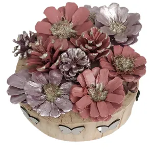 دکوری مدل پایه چوب روستیک طرح گل و پروانه