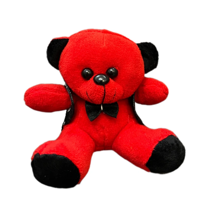 عروسک مدل خرس جلیقه دار ارتفاع 12 سانتی متر