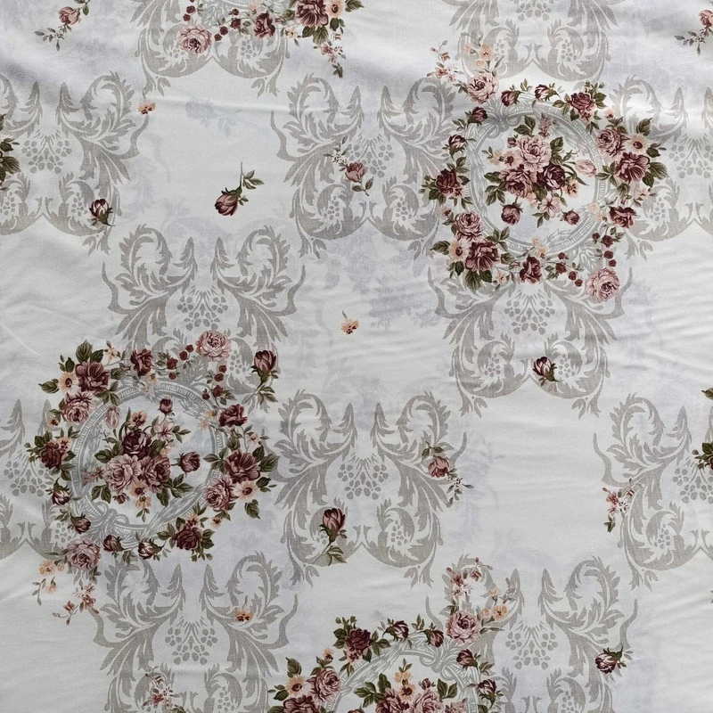 پارچه ملحفه عرض 2 متر مدل شعله 11114 رنگ قهوه‌ای