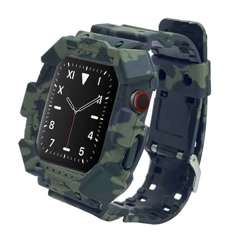 بند طرح چریکی مدل STRAP-G مناسب برای اپل واچ سری 1/2/3/4/5/6/7/8/ SE سایز 42/44/45 میلی متری به همراه کاور