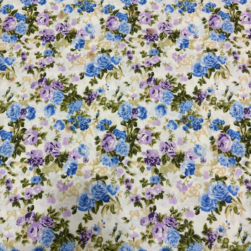 پارچه ملحفه عرض 2 متر مدل والا طرح گلدار رنگ بنفش