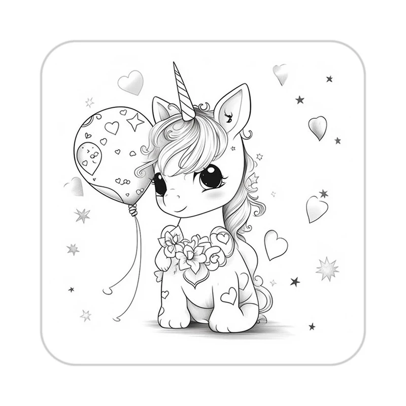 زیر لیوانی کاکتی طرح اسب تک شاخ و یونیکورن مدل mp30422