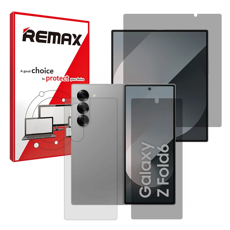 محافظ صفحه نمایش حریم شخصی ریمکس مدل Resistant مناسب برای گوشی موبایل سامسونگ Galaxy Z Fold 6 به همراه محافظ پشت گوشی