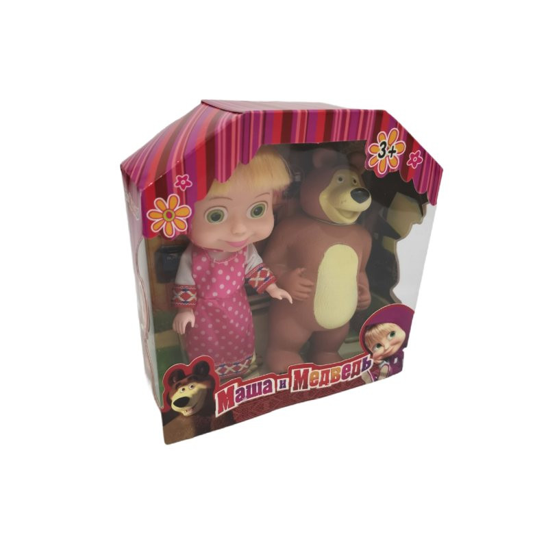 عروسک مدل ماشا و میشا ارتفاع 15 سانتی متر مجموعه دو عددی