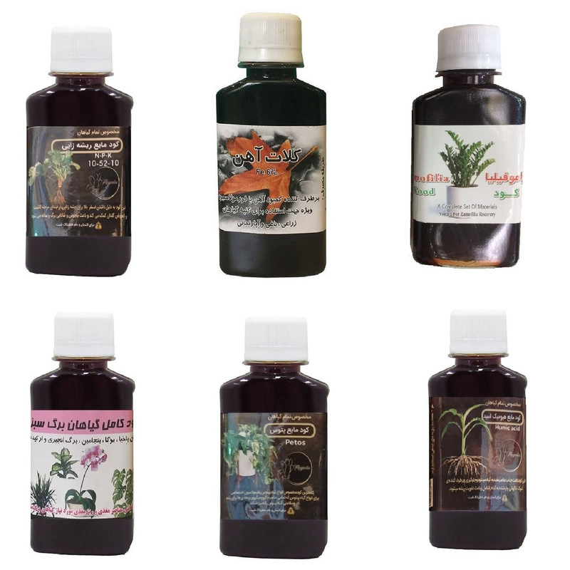 کود مایع فسفر ریشه زایی 10-52-10 و کلات آهن و کود زاموفیلیا و کود گیاهان برگ سبز و کود پتوس و هیومیک اسید مدل life drop حجم 120 میلی لیتر کود مایع فسفر ریشه زایی 10-52-10 و کلات آهن و کود زاموفیلیا و کود گیاهان برگ سبز و کود پتوس و هیومیک اسید مدل life drop حجم 120 میلی لیتر