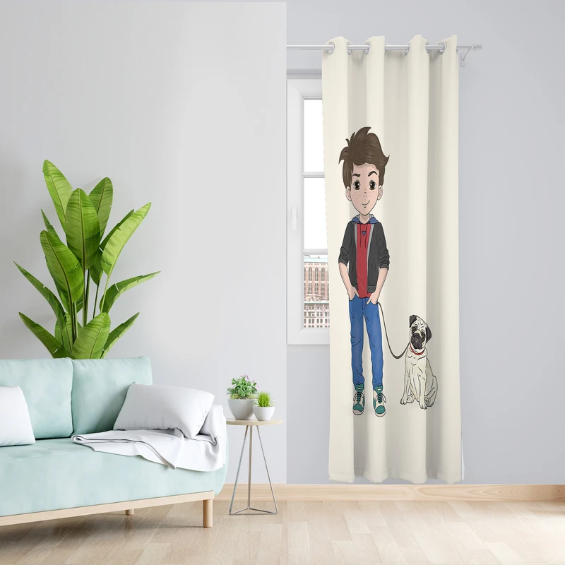 پرده طرح کودک مدل مخمل پانچی کد L 961 Z سایز 140x200 سانتی متر