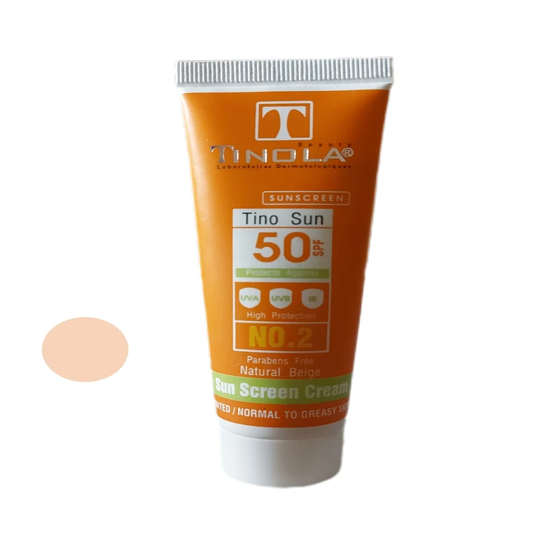 کرم ضدآفتاب رنگی تینولا بیوتی SPF50  مدل 01 مناسب برای پوست های چرب حجم 40 میلی لیتر