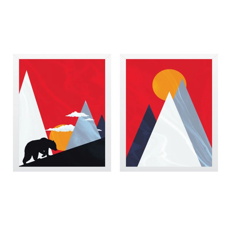 تابلو مدل مستر منظره‌ی غروب خورشید در کوه مجموعه 2 عددی