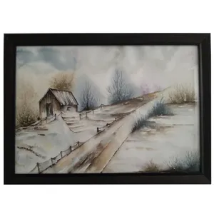 تابلو نقاشی آبرنگ مدل منظره برفی کد m2