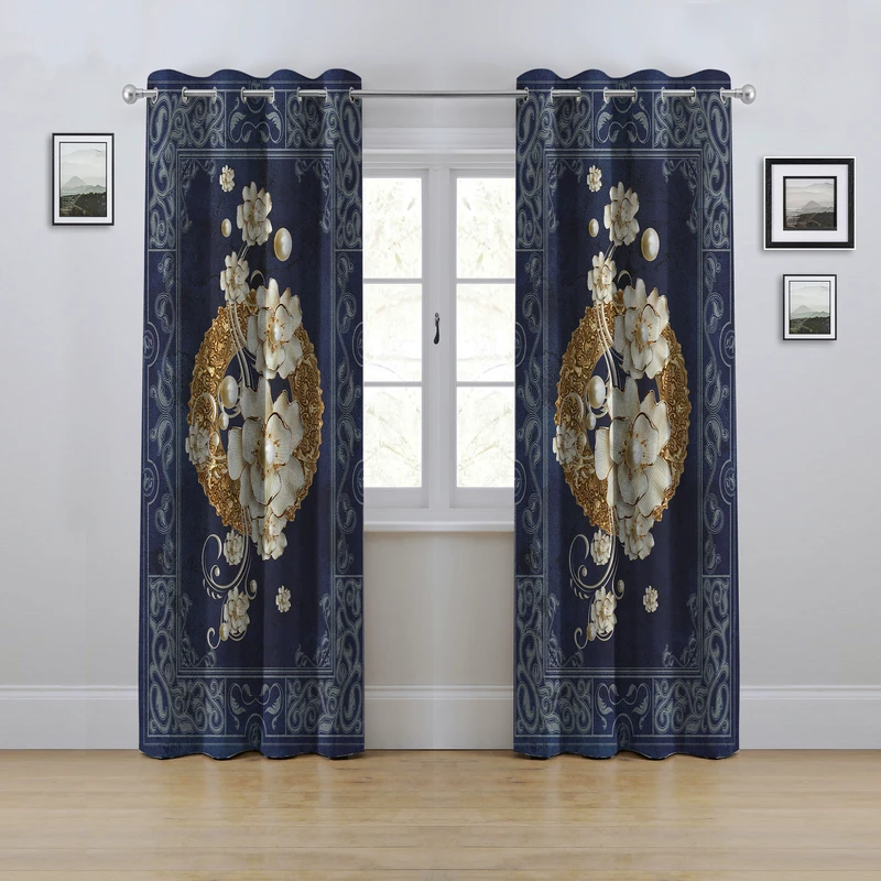 پرده مدل پانچی طرح گل سه بعدی سایز 280x145 سانتی متر