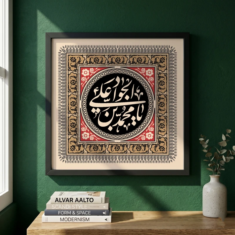 تابلو طرح شهادت امام جواد مدل G14284 فریم مشکی