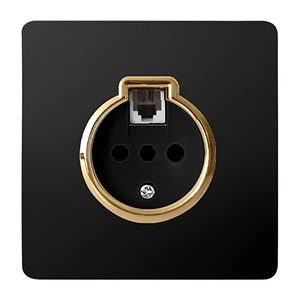 پریز تلفن صنایع آسیا الکتریک مدل کریستال BLK-GLD