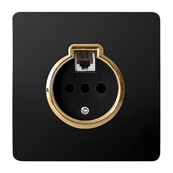 پریز تلفن صنایع آسیا الکتریک مدل کریستال BLK-GLD