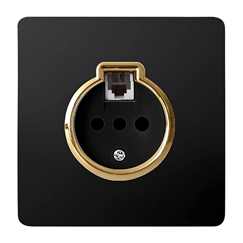 پریز تلفن صنایع آسیا الکتریک مدل کریستال BLK-GLD
