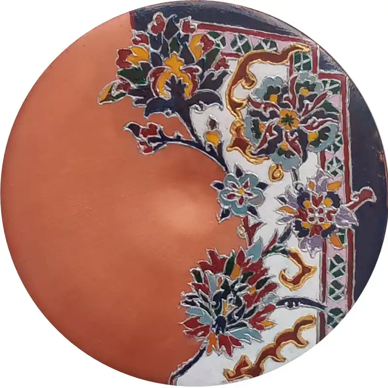 بشقاب دیوارکوب سفالی مدل نقش فرش کد 1390 مجموعه 3 عددی