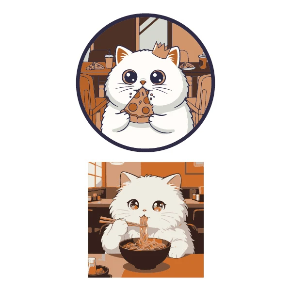 استیکر لپ تاپ مدل پیشی شکمو مجموعه 2 عددی