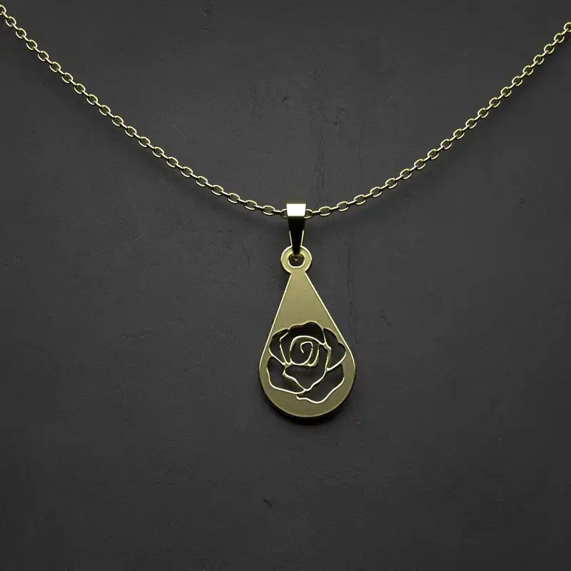 گردنبند طلا 18 عیار زنانه مدوپد مدل  طرح اشک و رز کد MM1251