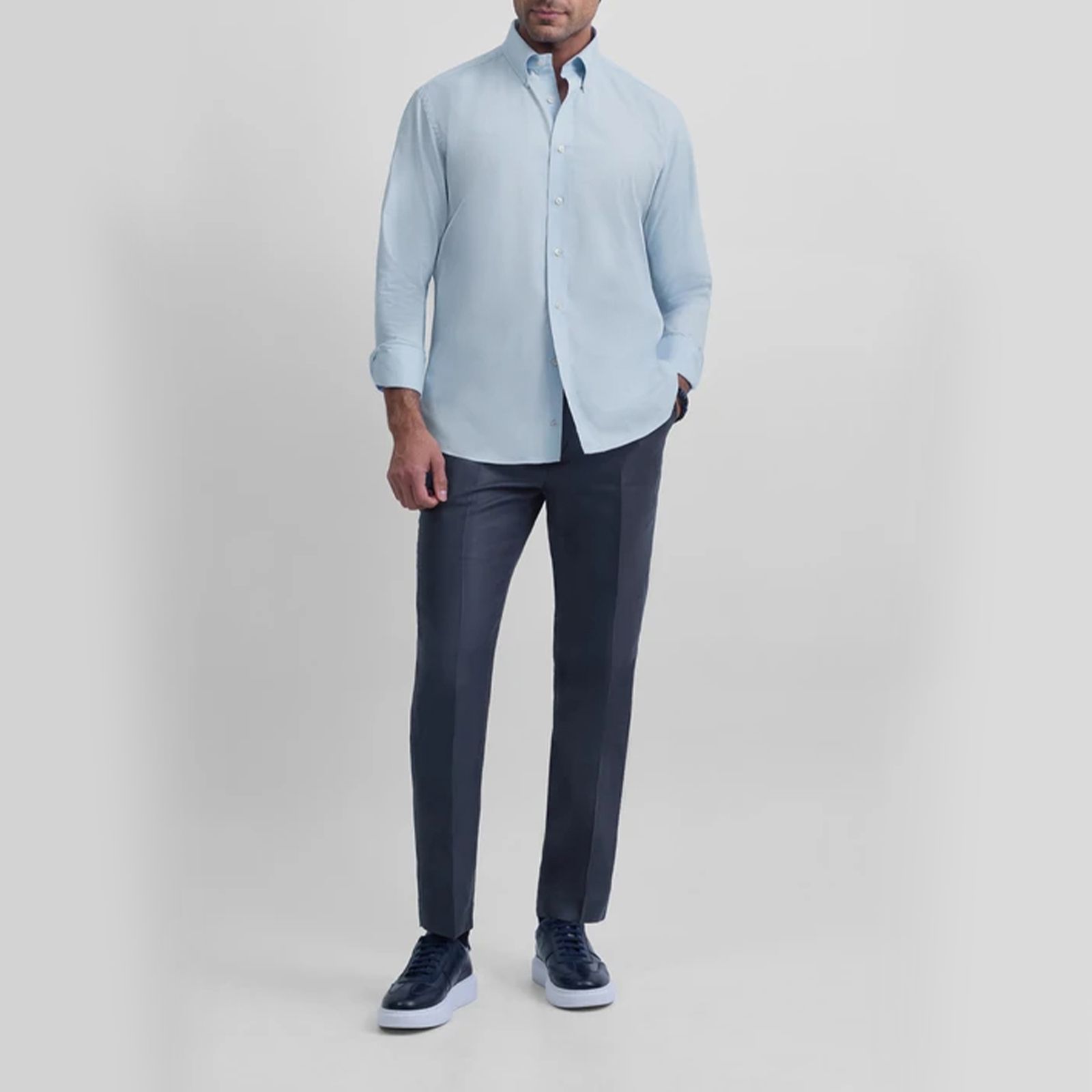 پیراهن آستین بلند یقه دکمه دار مردانه کروم مدل 2510112 -  - 5