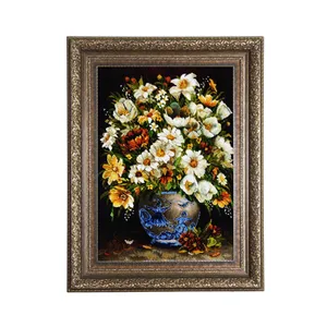 تابلو فرش دستباف طرح گل و گلدان مدل 83