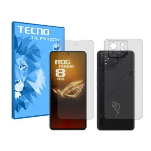 Tecno Resistant model transparent screen protector suitable for Asus ROG Phone 8 Pro mobile phone along with the back of the phone