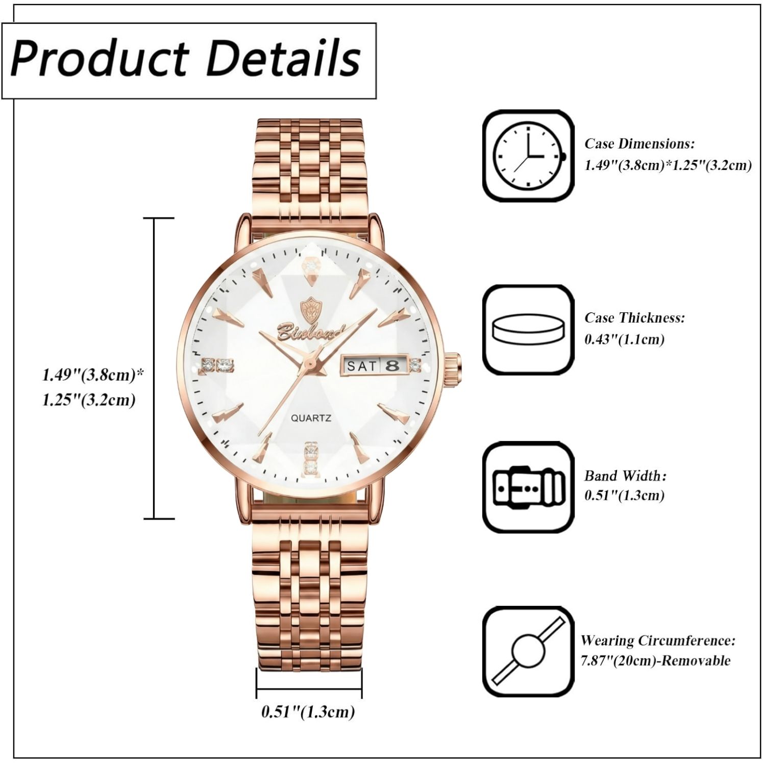 ساعت مچی عقربه‌ای کوارتز زنانه بین باند مدل اسپرت کلاسیک بند استیل قفل مخفی کد 004 -  - 4