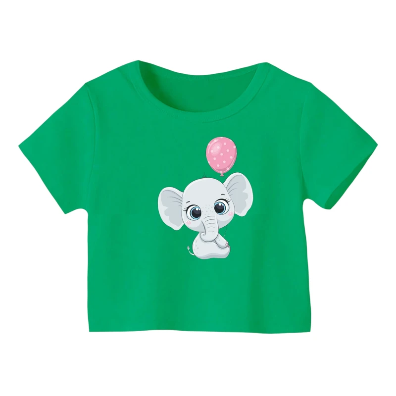 کراپ‌ تی‌شرت آستین کوتاه زنانه مدل فیل کد ۶