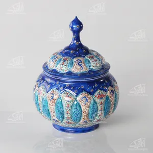 قندان مینا کاری‏ ‏‏رنگ ‏آبی‏ طرح ‏گلبرگ‏ مدل 1004700009