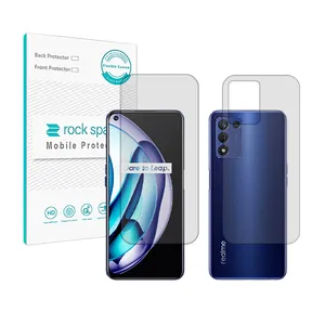 Rockspace HyGEL model transparent screen protector suitable for Realme 9 5G Speed mobile phone along with the back of the phone