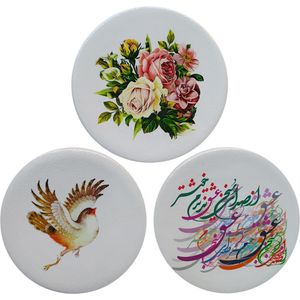 بشقاب دیوارکوب سفالی مدل شعر عاشقانه 2 مجموعه 3 عددی