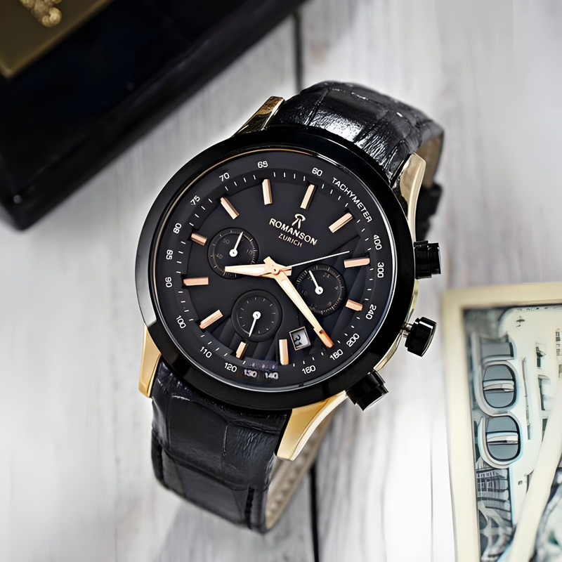 ساعت مچی عقربهای مردانه رومانسون مدل سه موتوره کرنوگراف بند چرم کد Ro-Av-4 ساعت مچی عقربهای مردانه رومانسون مدل سه موتوره کرنوگراف بند چرم کد Ro-Av-4