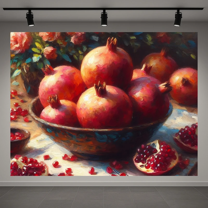 تابلو بوم طرح مخمل نقاشی مدل انار سرخ کد AR3059586