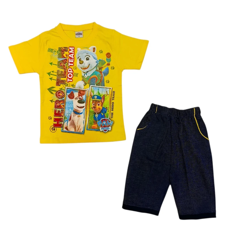 ست تی‌شرت آستین کوتاه و شلوارک راحتی پسرانه مدل سگهای نگهبان ASH1237