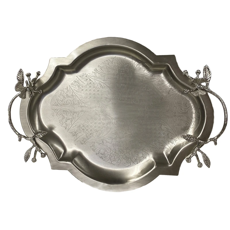 عکس شماره 2 : سینی سالی نو مدل بیضی گوشه دار طرح پروانه کد 6084