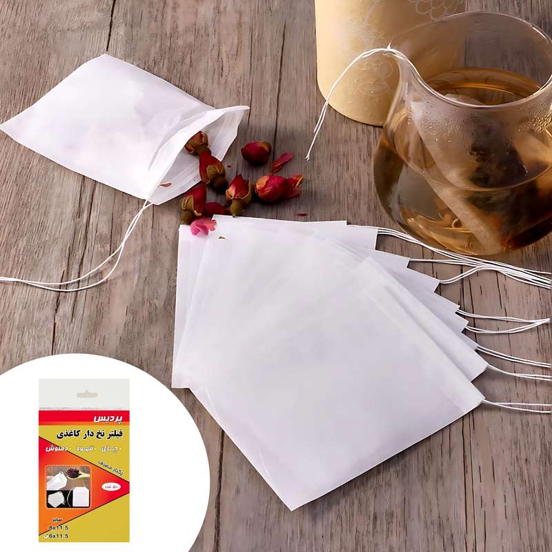 فیلتر چای مدل نخ دار کاغذی پردیس بسته 50 عددی فیلتر چای مدل نخ دار کاغذی پردیس بسته 50 عددی
