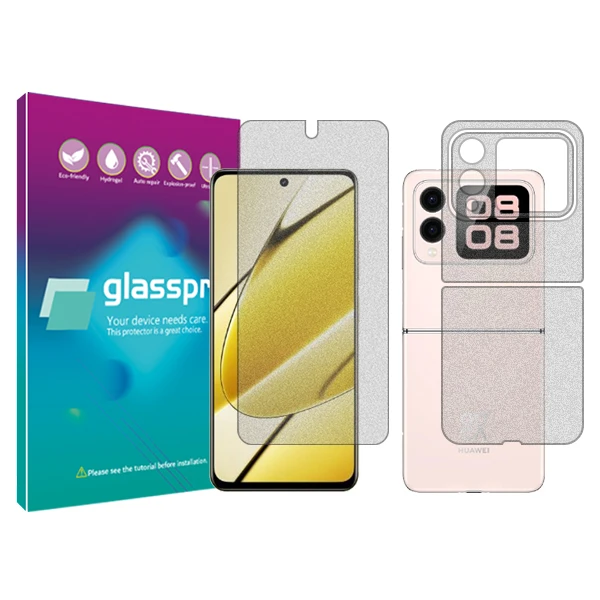 محافظ صفحه نمایش مات گلس پرو مدل Resistant‌ مناسب برای گوشی موبایل هوآوی  Nova Flip به همراه محافظ پشت گوشی