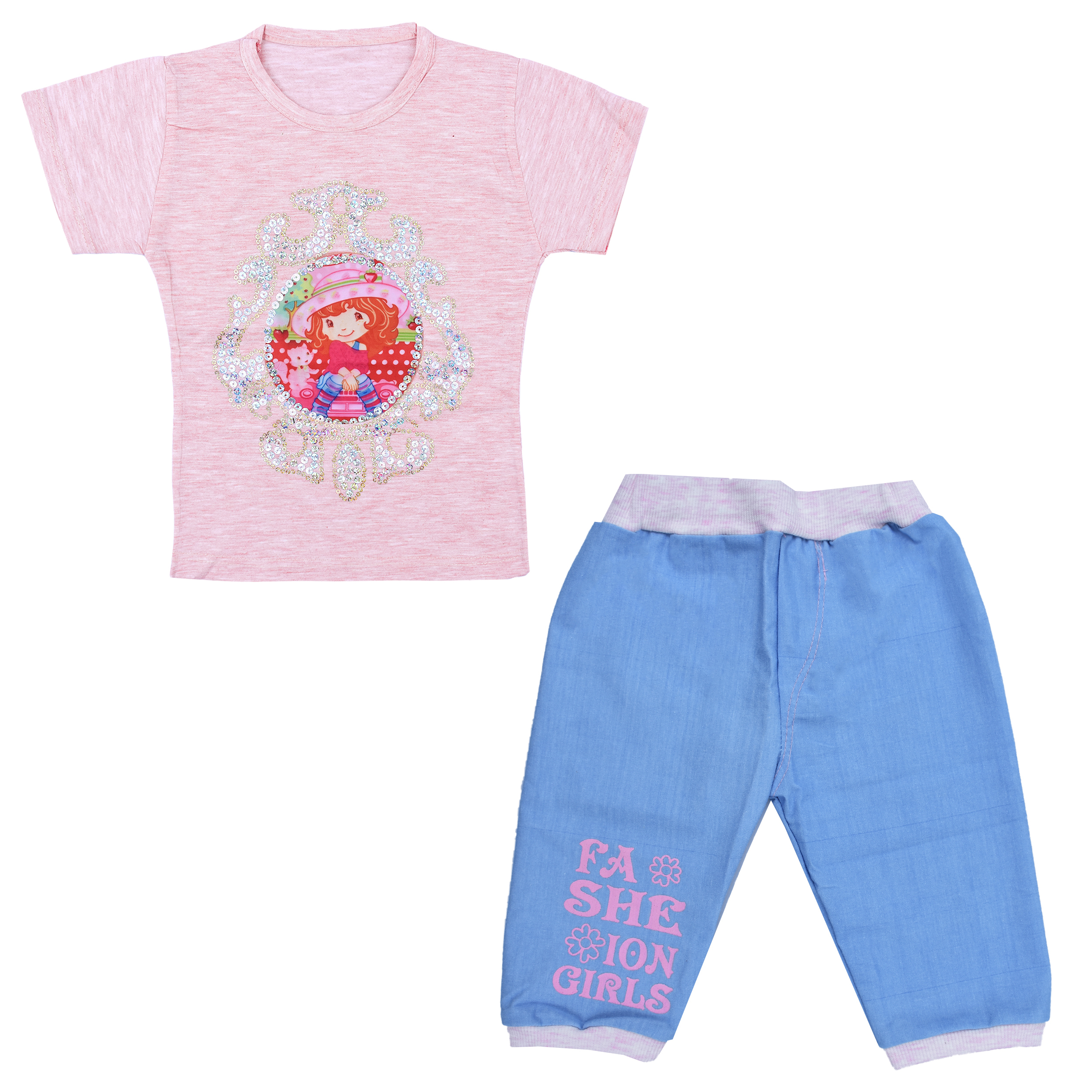 ست تی شرت و شلوارک نوزادی دخترانه کد 2022SAB1