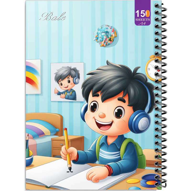 دفتر نقاشی 150 برگ انتشارات بله مدل رحلی طرح فانتزی پسرانه موسیقی و درس کد A4-P379