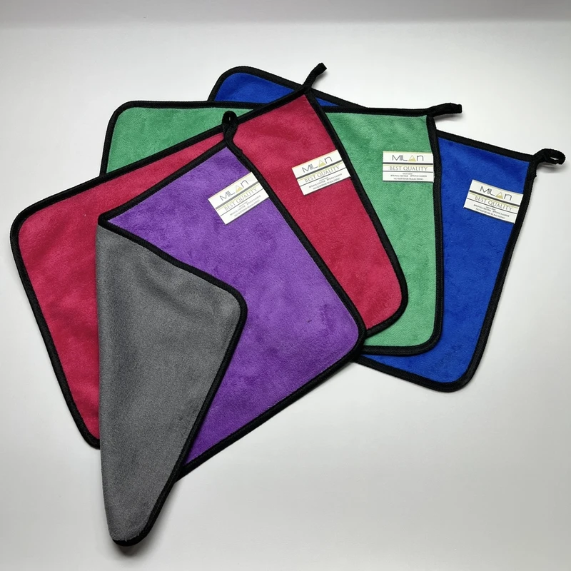 عکس شماره 2 : دستمال نظافت خانه و آشپزخانه میلان مدل سوپر میکروفایبر پلاس بسته 4 عددی
