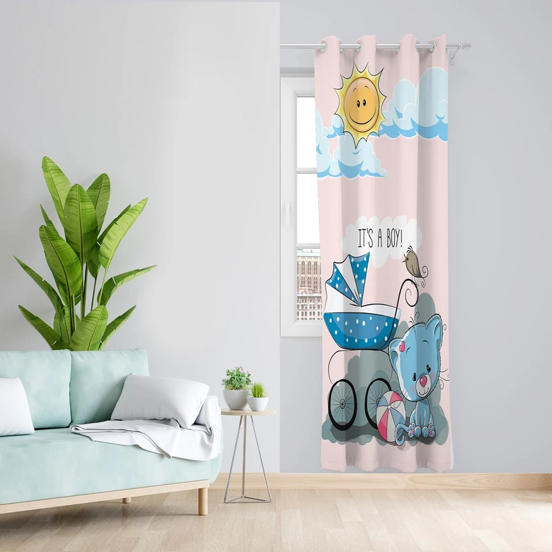 پرده طرح کودک boy مدل مخمل پانچی کد 1385 z سایز 140x200 سانتی متر