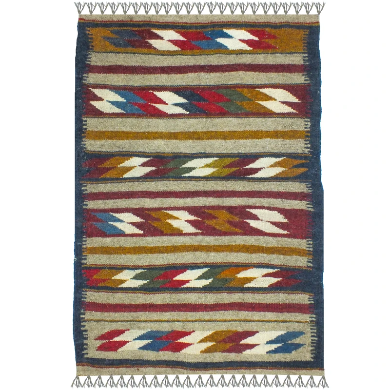 گلیم دستبافت یک متر مدل شیراز پادری کد 1686 زمینه الوان