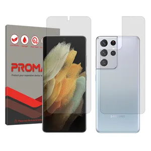 Promate Resistant model transparent screen protector suitable for Samsung Galaxy S21 Ultra 5G mobile phone along with the back protector