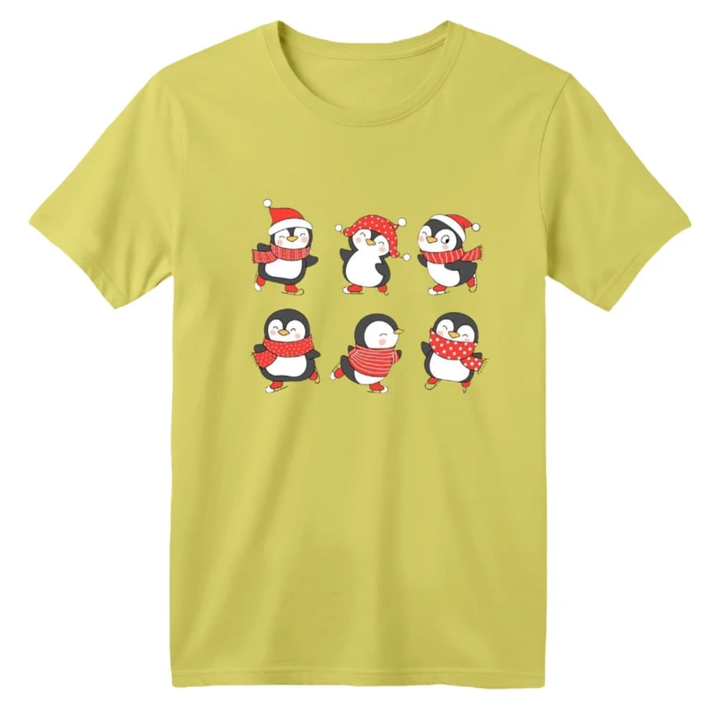 تی شرت آستین کوتاه بچگانه مدل پنگوئن کریسمس کد 10