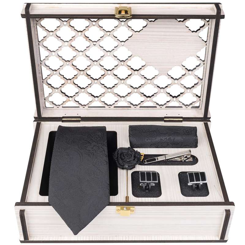 ست کراوات و دستمال جیب و دکمه سردست و گل کت و گیره کراوات مردانه جیان فرانکو روسی مدل GF-F954RE-BOX