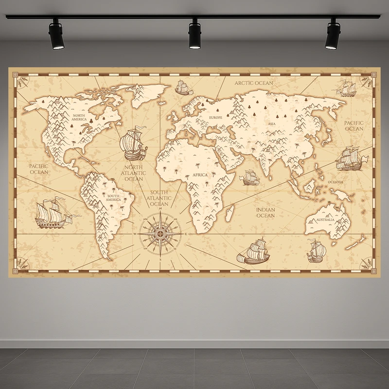 تابلو بوم طرح مخمل نقشه مدل جهان کد AR3059365