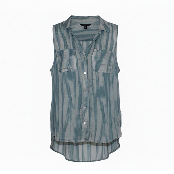 شومیز بدون آستین یقه انگلیسی زنانه مدل دوجیب کد ۹۰