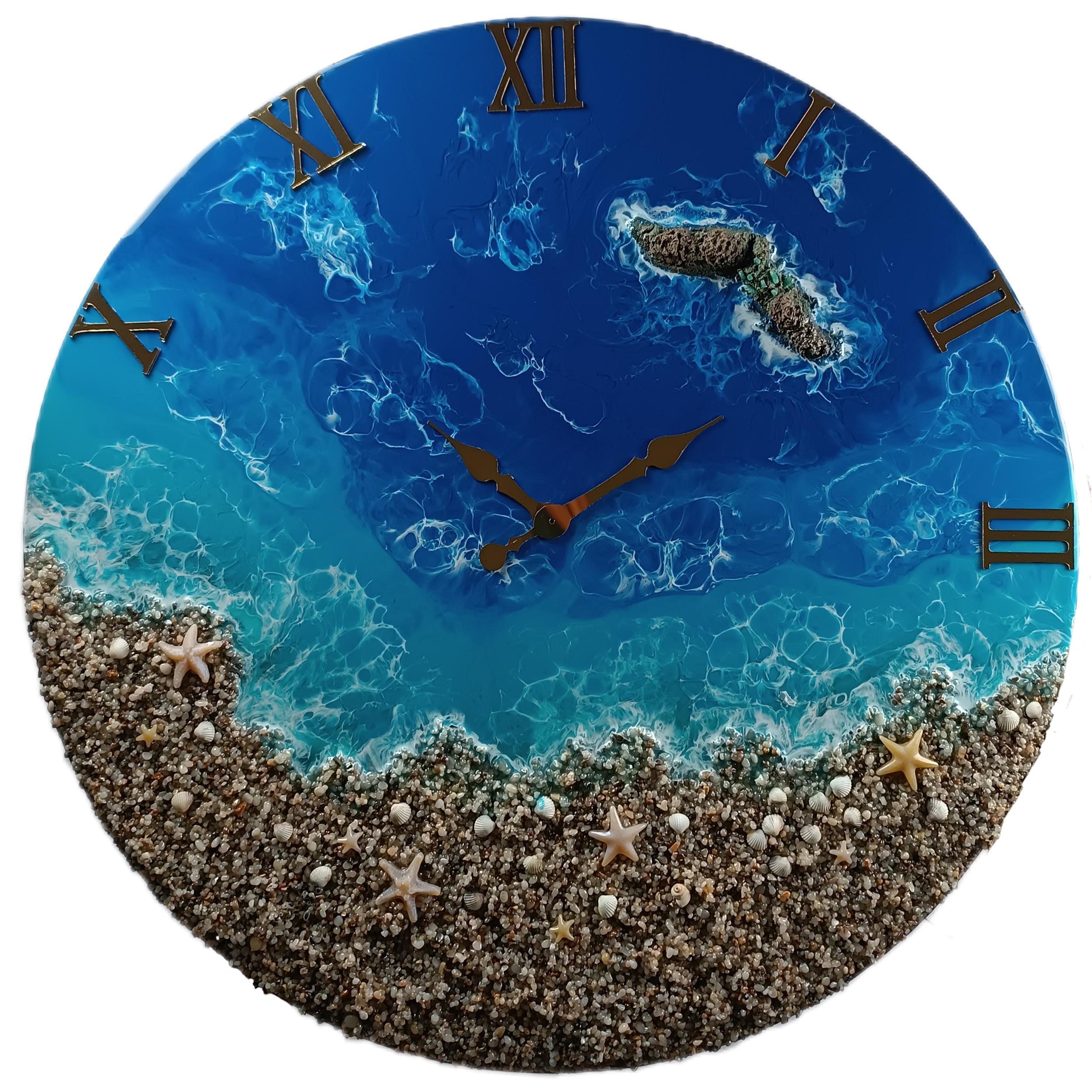 ساعت دیواری رزینی مدل دریا و ساحل