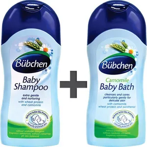 پک شامپو مو و شامپو بدن کودک بابچن مدل Camomil حجم 200 میلی لیتر