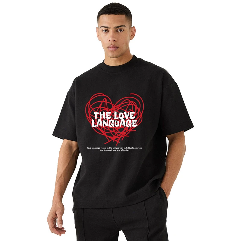 تیشرت باکسی مردانه پنبه طرح THE LOVE