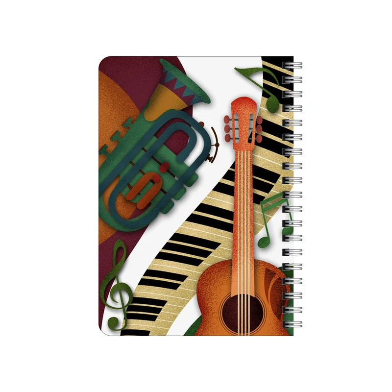 دفترچه یادداشت بامبیلیپ مدل چوبی طرح گیتار و پیانو کد 1596368